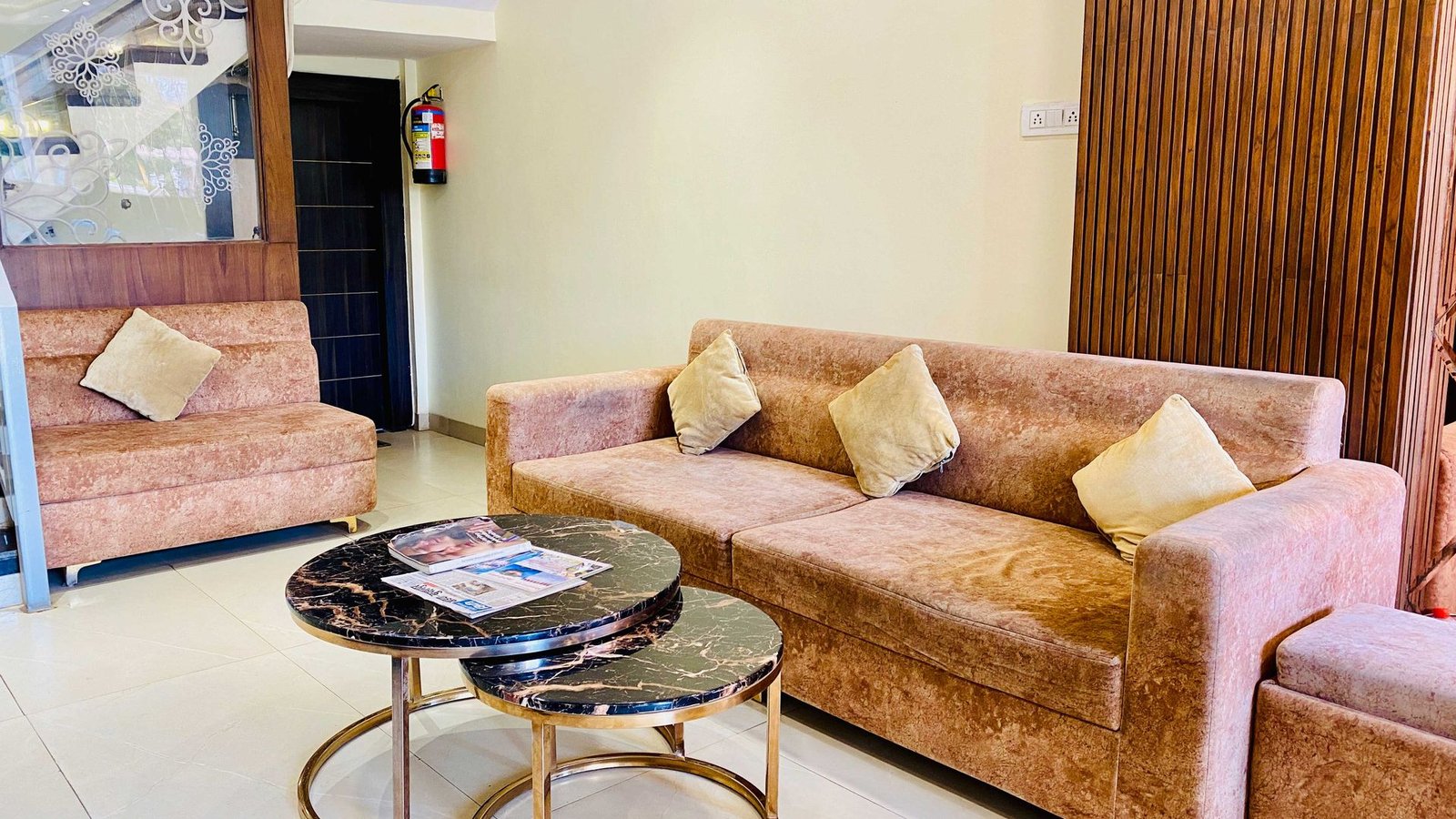 Relaxing lounge at Hotel Panchavati Palace